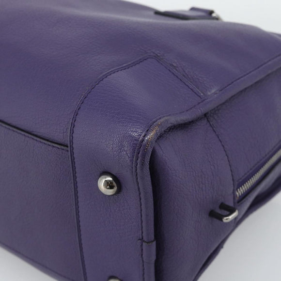 LOEWE Amazona 36 Hand Bag Leather Purple Silver Auth 196090