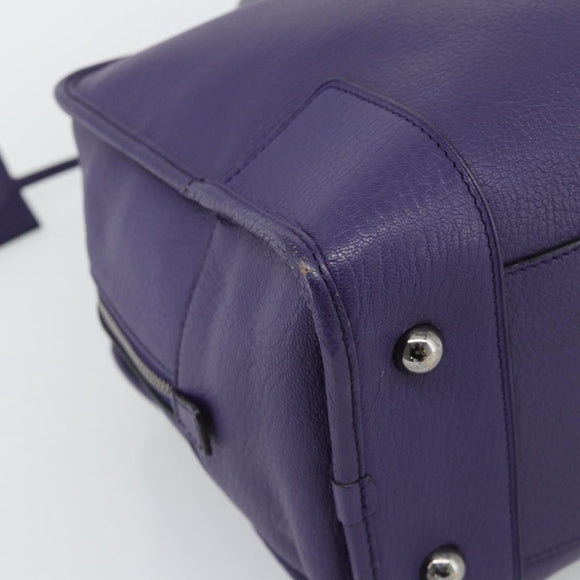 LOEWE Amazona 36 Hand Bag Leather Purple Silver Auth 196090
