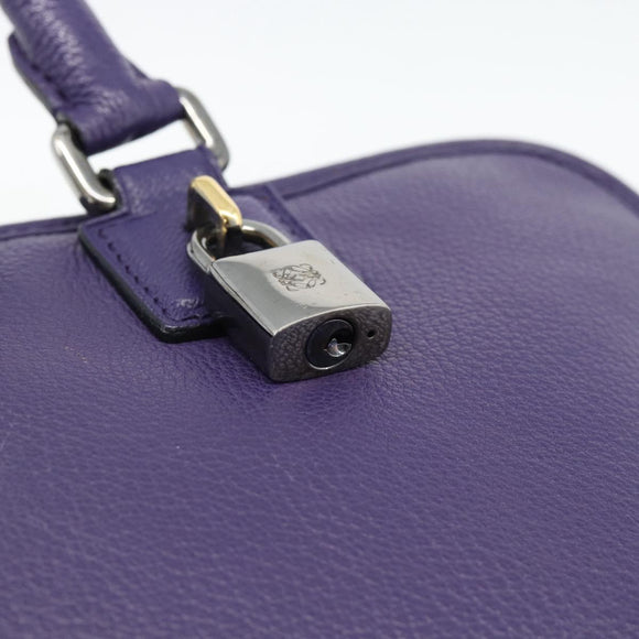 LOEWE Amazona 36 Hand Bag Leather Purple Silver Auth 196090