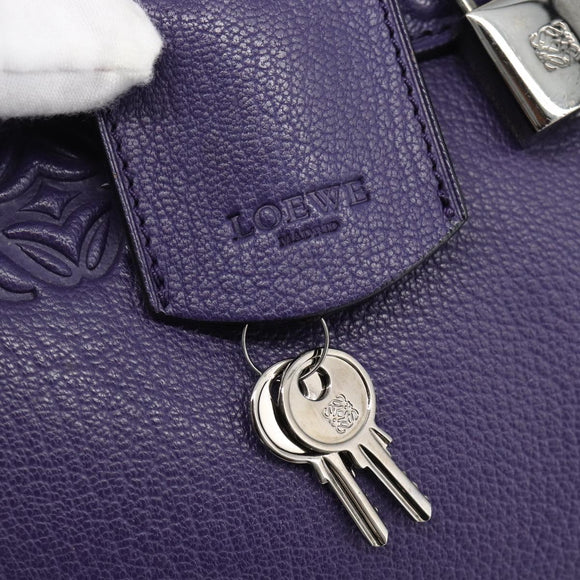 LOEWE Amazona 36 Hand Bag Leather Purple Silver Auth 196090