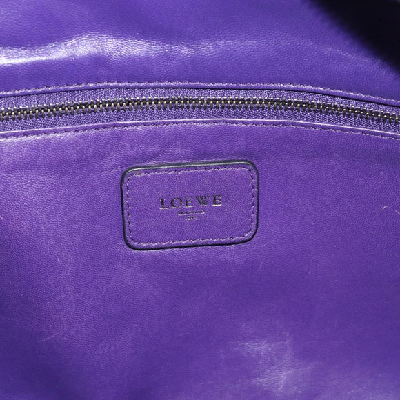 LOEWE Amazona 36 Hand Bag Leather Purple Silver Auth 196090