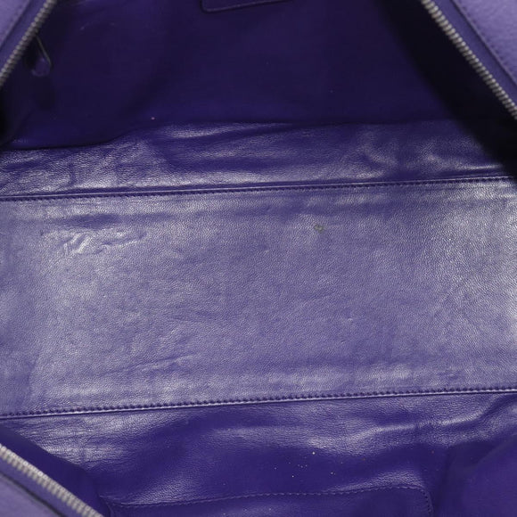 LOEWE Amazona 36 Hand Bag Leather Purple Silver Auth 196090
