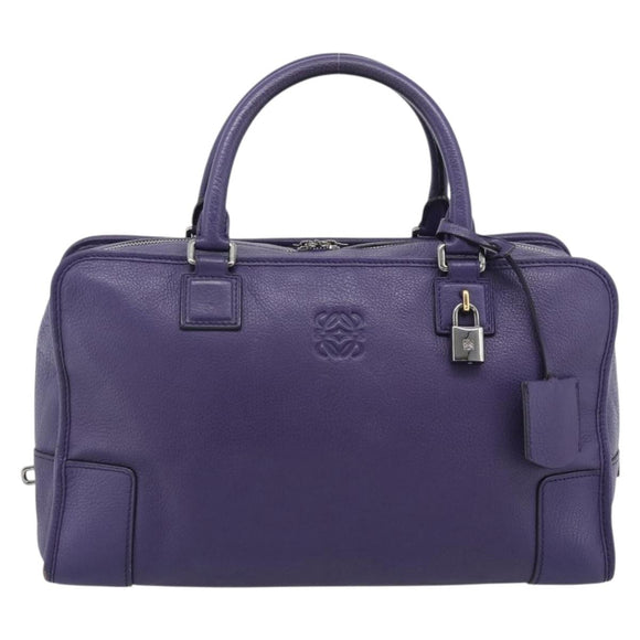 LOEWE Amazona 36 Hand Bag Leather Purple Silver Auth 196090