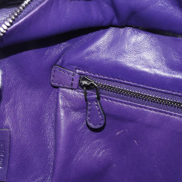 LOEWE Amazona 36 Hand Bag Leather Purple Silver Auth 196090