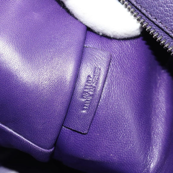 LOEWE Amazona 36 Hand Bag Leather Purple Silver Auth 196090