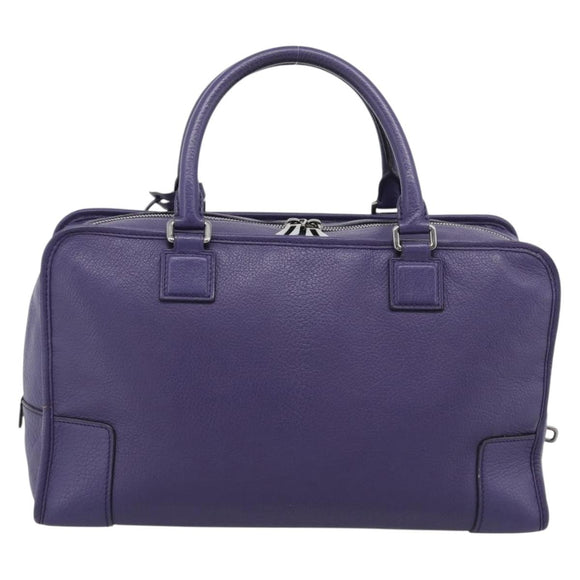 LOEWE Amazona 36 Hand Bag Leather Purple Silver Auth 196090