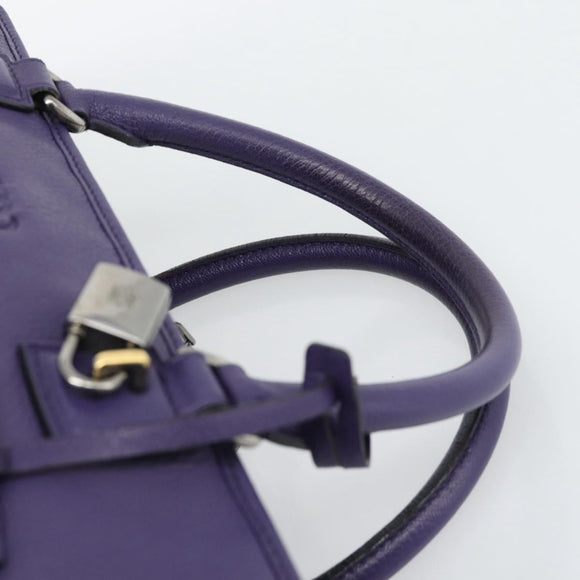 LOEWE Amazona 36 Hand Bag Leather Purple Silver Auth 196090