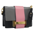 PRADA Shoulder Bag Leather Multicolor Gold Tone Auth 196091A-1
