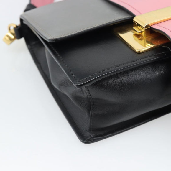 PRADA Shoulder Bag Leather Multicolor Gold Tone Auth 196091A