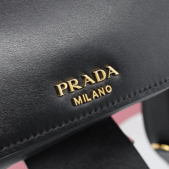 PRADA Shoulder Bag Leather Multicolor Gold Tone Auth 196091A