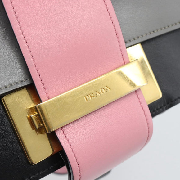 PRADA Shoulder Bag Leather Multicolor Gold Tone Auth 196091A