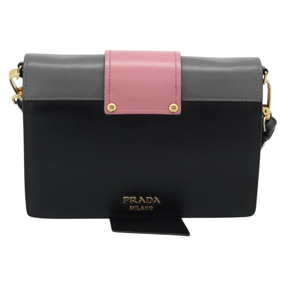 PRADA Shoulder Bag Leather Multicolor Gold Tone Auth 196091A