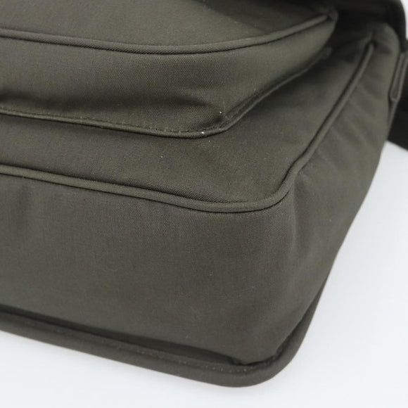 SAINT LAURENT Shoulder Bag Canvas Khaki Silver 757146 Auth 196092