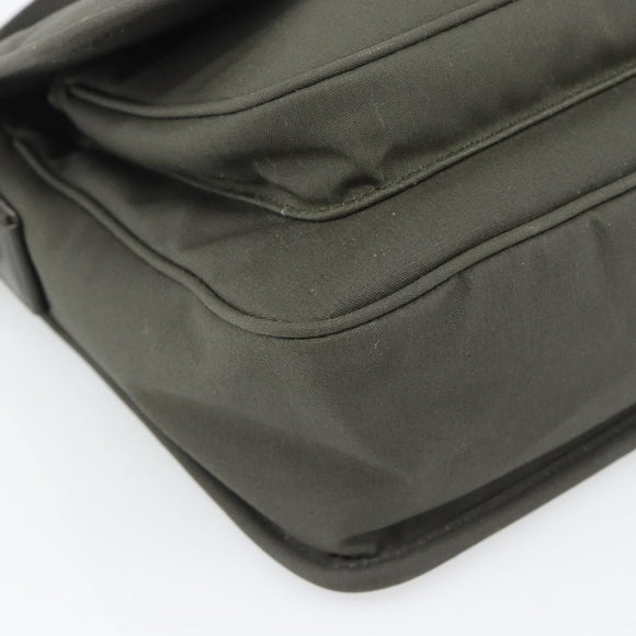 SAINT LAURENT Shoulder Bag Canvas Khaki Silver 757146 Auth 196092