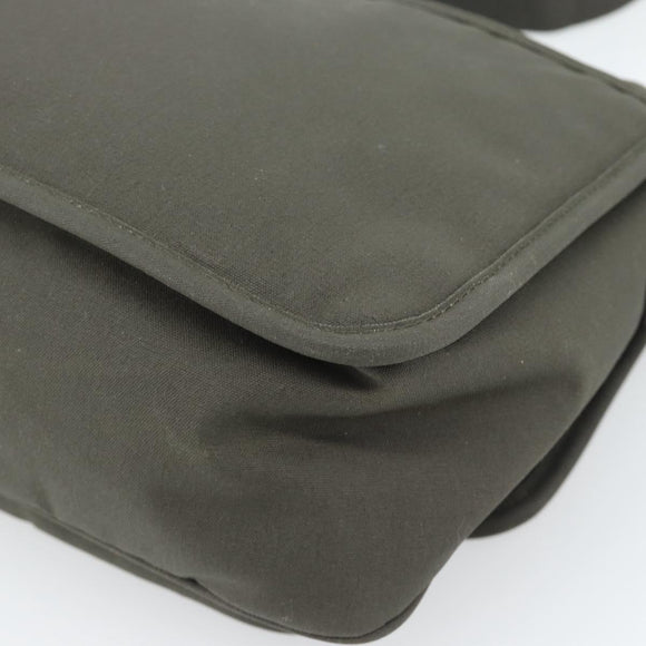 SAINT LAURENT Shoulder Bag Canvas Khaki Silver 757146 Auth 196092