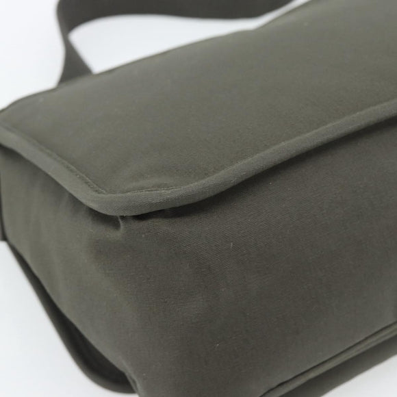 SAINT LAURENT Shoulder Bag Canvas Khaki Silver 757146 Auth 196092