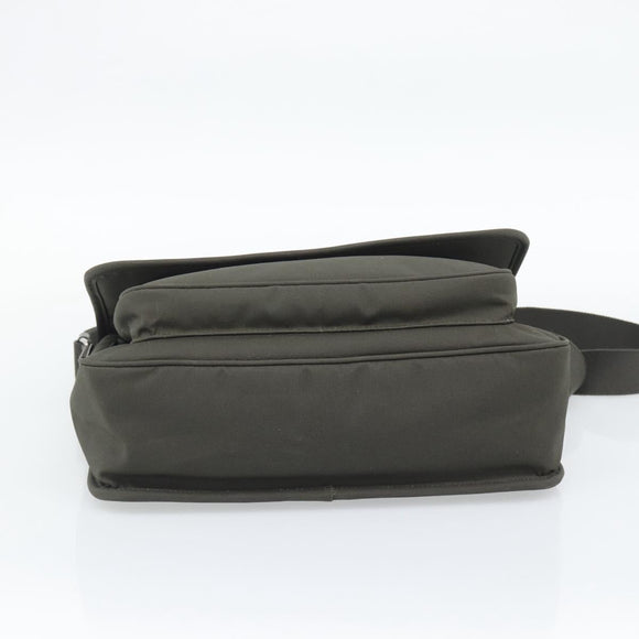 SAINT LAURENT Shoulder Bag Canvas Khaki Silver 757146 Auth 196092