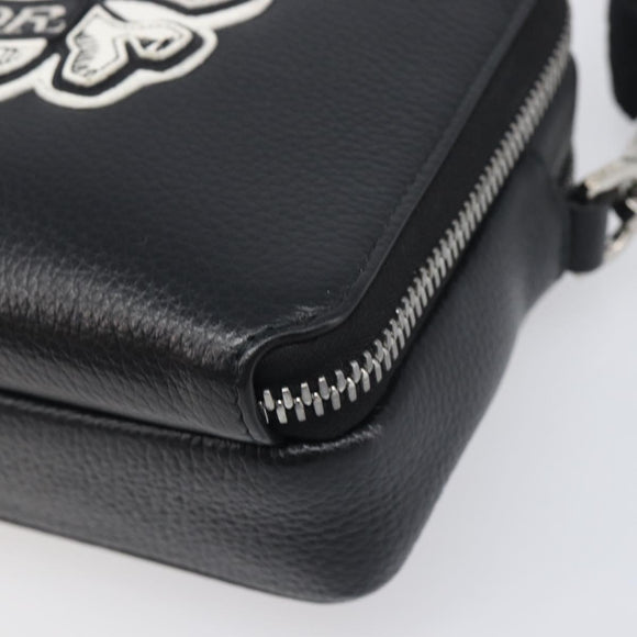 Christian Dior Shoulder Bag Leather Shawn Stussy Black Silver Auth 196095M