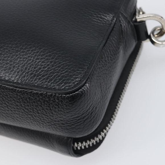 Christian Dior Shoulder Bag Leather Shawn Stussy Black Silver Auth 196095M