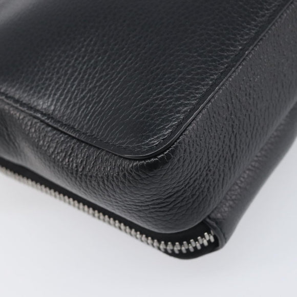 Christian Dior Shoulder Bag Leather Shawn Stussy Black Silver Auth 196095M