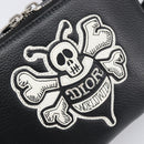 Christian Dior Shoulder Bag Leather Shawn Stussy Black Silver Auth 196095M-14