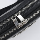 Christian Dior Shoulder Bag Leather Shawn Stussy Black Silver Auth 196095M-15