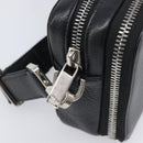 Christian Dior Shoulder Bag Leather Shawn Stussy Black Silver Auth 196095M-16