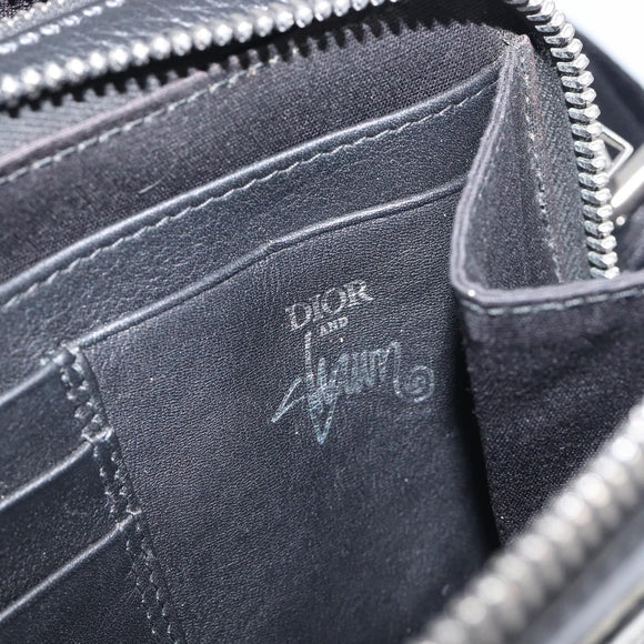 Christian Dior Shoulder Bag Leather Shawn Stussy Black Silver Auth 196095M
