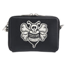 Christian Dior Shoulder Bag Leather Shawn Stussy Black Silver Auth 196095M-2