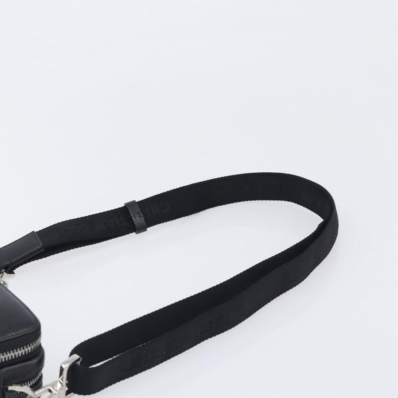 Christian Dior Shoulder Bag Leather Shawn Stussy Black Silver Auth 196095M