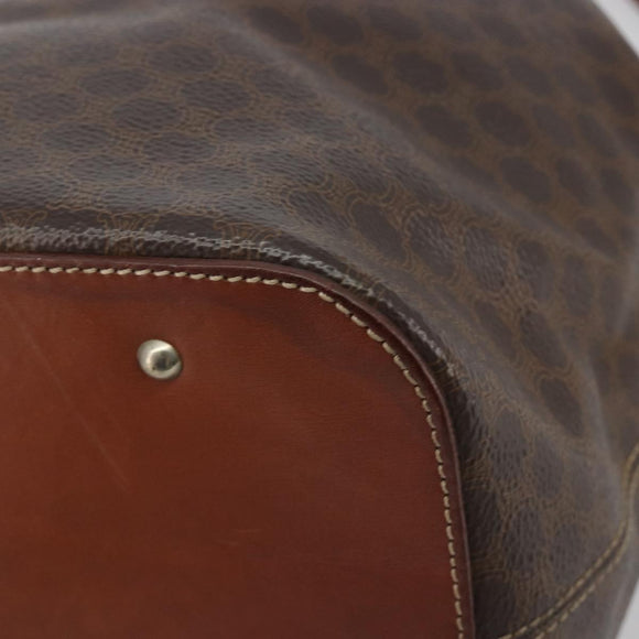 CELINE Macadam Shoulder Bag PVC Leather Brown Gold Tone Auth 196099