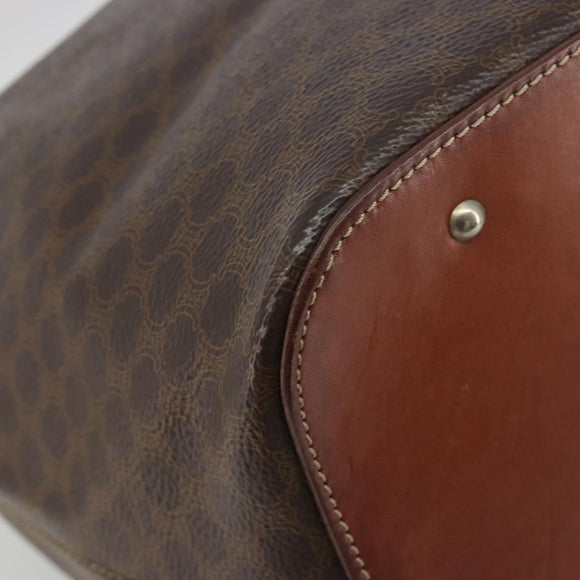 CELINE Macadam Shoulder Bag PVC Leather Brown Gold Tone Auth 196099