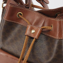 CELINE Macadam Shoulder Bag PVC Leather Brown Gold Tone Auth 196099-10