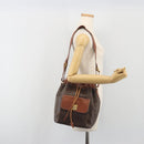 CELINE Macadam Shoulder Bag PVC Leather Brown Gold Tone Auth 196099-24