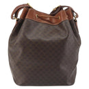 CELINE Macadam Shoulder Bag PVC Leather Brown Gold Tone Auth 196099-2