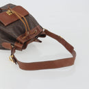 CELINE Macadam Shoulder Bag PVC Leather Brown Gold Tone Auth 196099-7