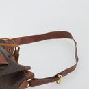 CELINE Macadam Shoulder Bag PVC Leather Brown Gold Tone Auth 196099-8