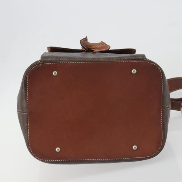 CELINE Macadam Shoulder Bag PVC Leather Brown Gold Tone Auth 196099