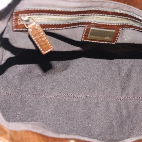 FENDI Hand Bag Canvas Gray Brown 8BN162 Auth 196102