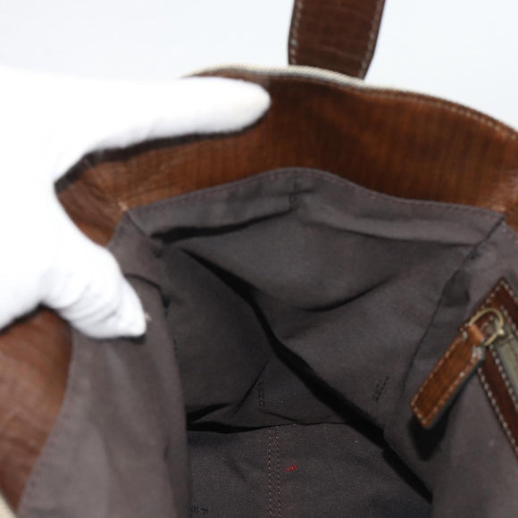 FENDI Hand Bag Canvas Gray Brown 8BN162 Auth 196102