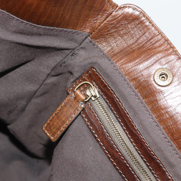FENDI Hand Bag Canvas Gray Brown 8BN162 Auth 196102