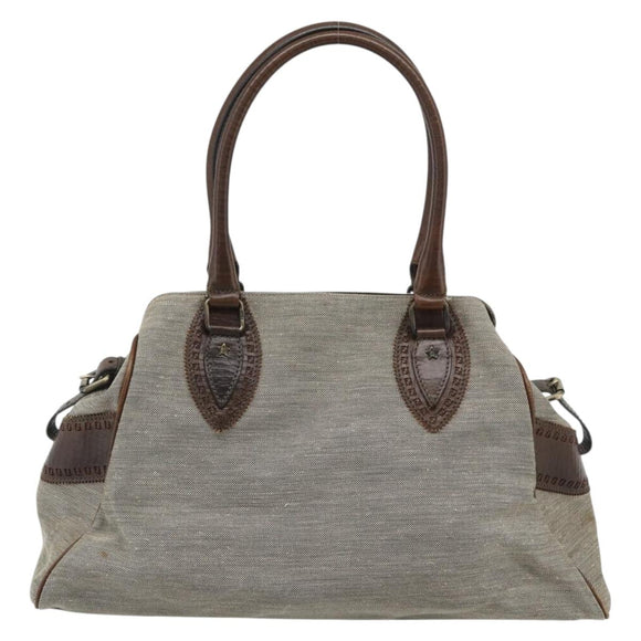 FENDI Hand Bag Canvas Gray Brown 8BN162 Auth 196102