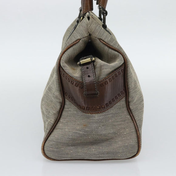 FENDI Hand Bag Canvas Gray Brown 8BN162 Auth 196102