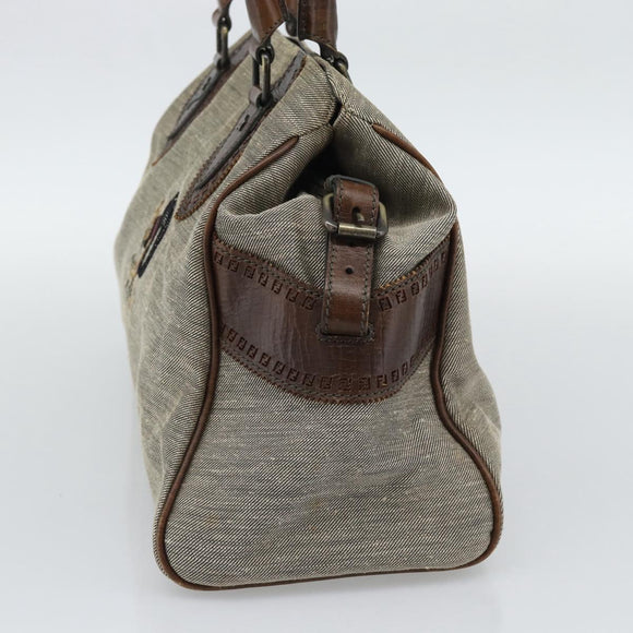 FENDI Hand Bag Canvas Gray Brown 8BN162 Auth 196102