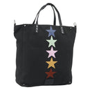 VALENTINO Jamie Reid Tote Bag Canvas Black Silver Auth 196103-1