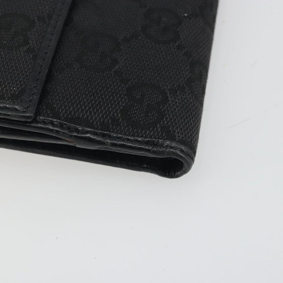GUCCI GG Canvas Abby Compact Wallet Black Gold Tone 141411 Auth 196104