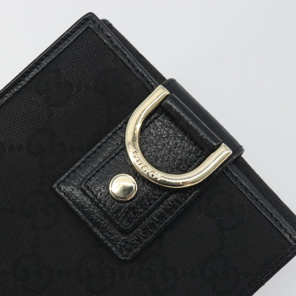 GUCCI GG Canvas Abby Compact Wallet Black Gold Tone 141411 Auth 196104