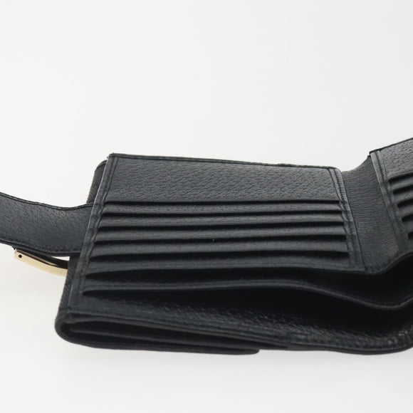 GUCCI GG Canvas Abby Compact Wallet Black Gold Tone 141411 Auth 196104