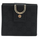 GUCCI GG Canvas Abby Compact Wallet Black Gold Tone 141411 Auth 196104-2