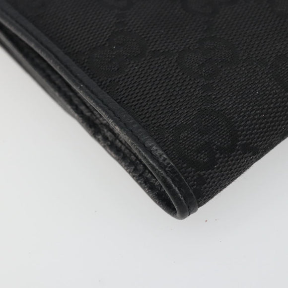 GUCCI GG Canvas Abby Compact Wallet Black Gold Tone 141411 Auth 196104